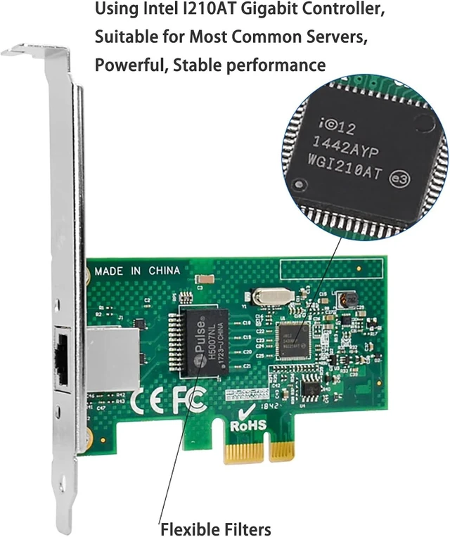 Alt view image 3 of 7 - Gigabit Network Card PCIe 1000M PCI Express Ethernet Adapter with Intel I210AT LAN NIC Card for Support PXE for Windows/Windows Server/Linux(Lightning Protection Design)