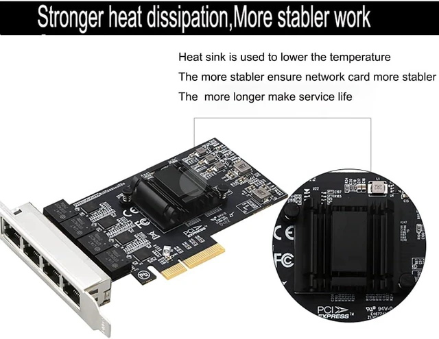 Alt view image 3 of 7 - Quad-Port 2.5GBase-T PCIe Network Adapter RTL8125B 2500/1000/100Mbps PCI Express Gigabit Ethernet Card RJ45 LAN Controller Support PXE for Windows/Linux/MAC with Low Profile