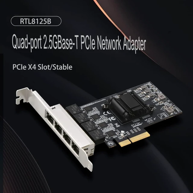 Alt view image 6 of 7 - Quad-Port 2.5GBase-T PCIe Network Adapter RTL8125B 2500/1000/100Mbps PCI Express Gigabit Ethernet Card RJ45 LAN Controller Support PXE for Windows/Linux/MAC with Low Profile