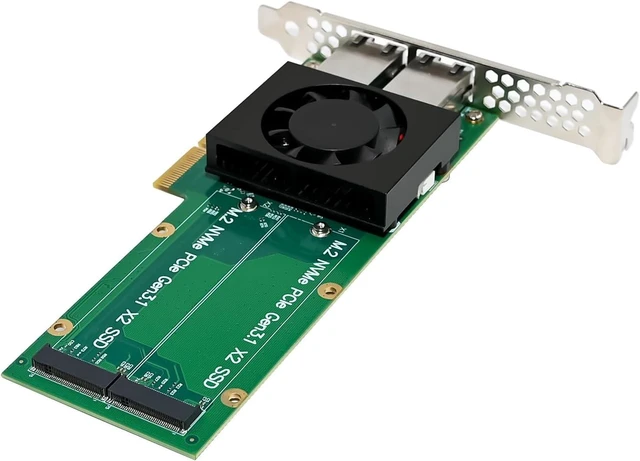 Alt view image 6 of 7 - PCIe 3.1 X4 to Dual 2.5G Network Card+Dual M.2 NVMe PCIe Adapter with Low Profile Bracket Support M.2 (M Key) NVMe SSD 22110/2280 /2260/2242 /2230