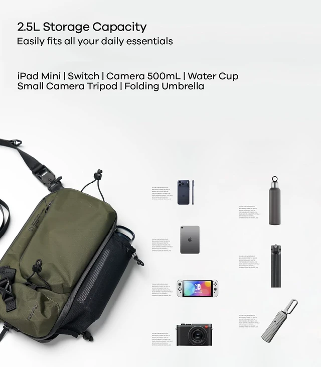 Alt view image 5 of 6 - Aulumu B01 Urban Transit Gear Sling Bag | With Magnetic Attachment Kit
Patented Magnetic Attachment Kit | MagSafe-Compatible | X-PAC Fabric | Fidlock Magnetic Fasteners | Splash-proof | Expandable
