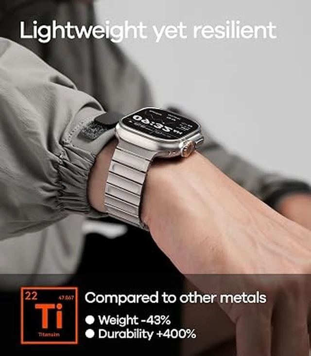 Alt view image 3 of 6 - Aulumu C01 Hi-Per Titanium Alloy Watch Band | for Apple Watch Ultra 3& Ultra 2/1 | Ultra-thin Magnetic Clasp | DLC Professional Hardening Process | iWatch Large Dial Series(49/46/45/44mm)