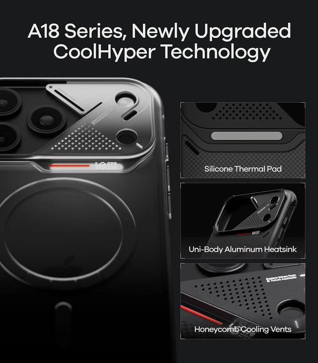 Alt view image 5 of 7 - Aulumu A18 iPhone 18 Pro Armor Shockproof Aramid Fiber Case Black
MagSafe-Compatible | Heavy-Duty Protection | With Touch Buttons | Full-Frame Protection | Signature CoolHyper Tech | 1500D