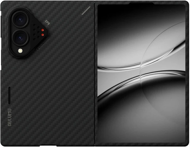 Main image of Aulumu Z Fold 8 Galaxy Aramid Fiber Magnetic Case |1500D Slim | Compatible with MagSafe | Fast Cooling | Aluminum Camera Protection | Temperature-Sensing Strip for Real-time Device Status Black