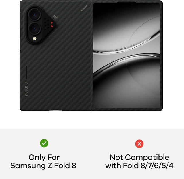 Alt view image 3 of 7 - Aulumu Z Fold 8 Galaxy Aramid Fiber Magnetic Case |1500D Slim | Compatible with MagSafe | Fast Cooling | Aluminum Camera Protection | Temperature-Sensing Strip for Real-time Device Status Black