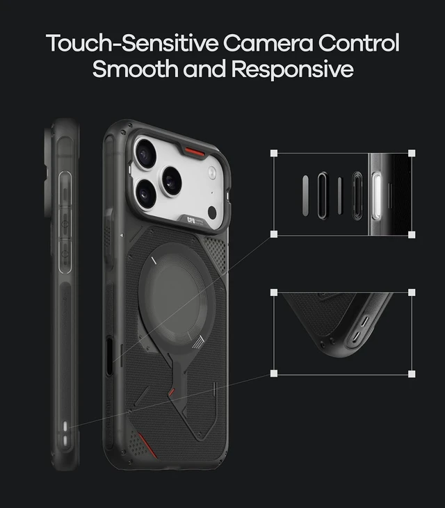 Alt view image 2 of 7 - Aulumu A18 for iPhone 18 Pro Max Rugged Case | Full-Cover | Drop Protection
Compatible with MagSafe | Honeycomb Cooling Vents | Camera Control l Frosted Texture | Reinforced Corner Protection
