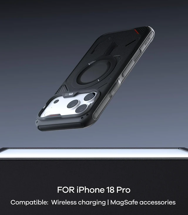 Alt view image 3 of 7 - Aulumu A18 for iPhone 18 Pro Max Rugged Case | Full-Cover | Drop Protection
Compatible with MagSafe | Honeycomb Cooling Vents | Camera Control l Frosted Texture | Reinforced Corner Protection