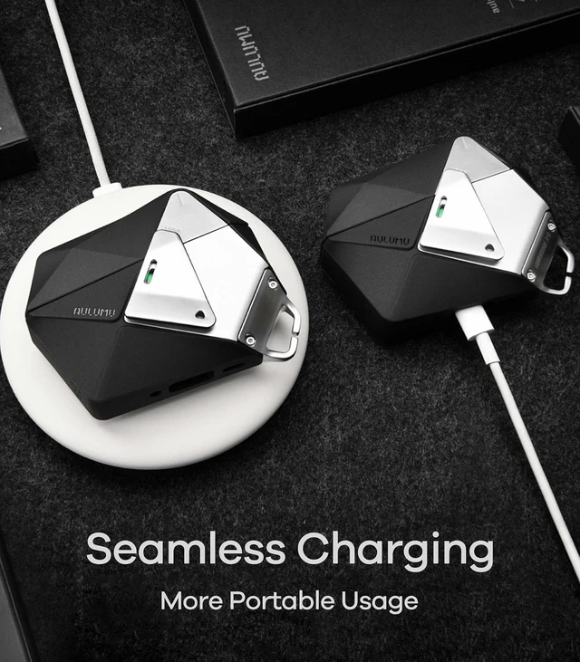 Alt view image 4 of 6 - Aulumu A39 Geometric AirPods Pro 3 Case with Lock | Protective Cover with Nylon Buckle | Alloy Armour | Compatible with Apple AirPods Pro 3rd Generation Case (2025) - Black Translucent Grey