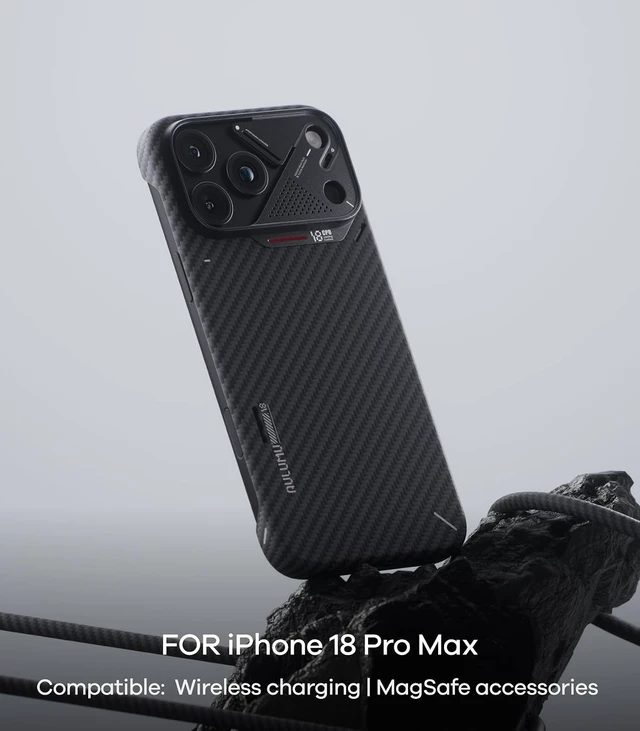 Alt view image 2 of 7 - Click to see full view
Aulumu A18 for iPhone 18 Pro Max Ultra Slim Aramid Fiber Case | Semi-Cover
Compatible with MagSafe | CoolHyper Cooling | Aluminum Camera Guard | 1500D Woven