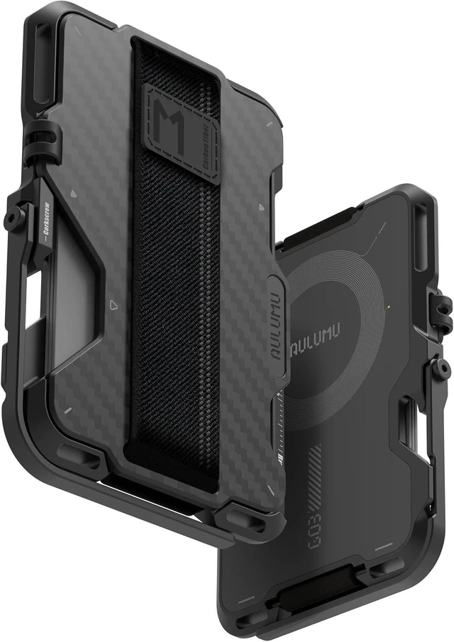 Main image of Aulumu G03 Carbon Fiber Magnetic Wallet Card Holder | Magnetic Wallet Compatible with MagSafe | Multi Function - Mobile Phone Stand/Grip | Bottle Opener | RFID Shielding Card