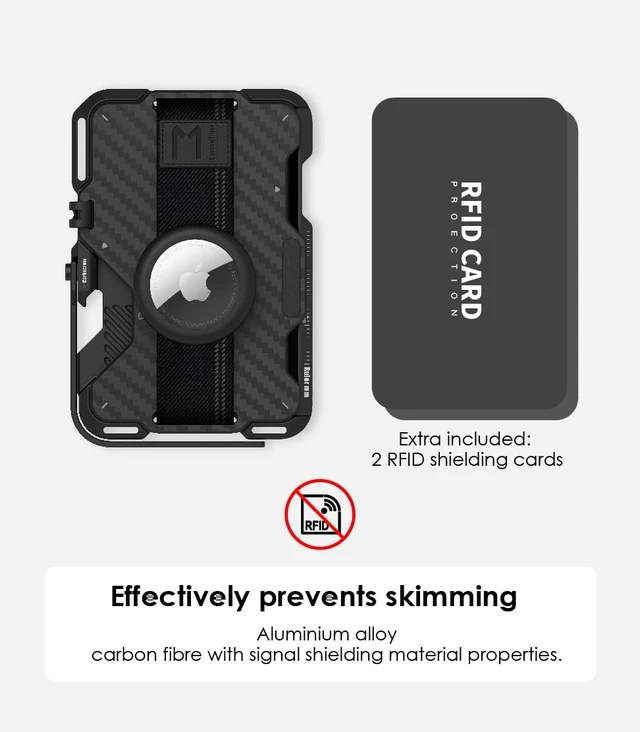 Alt view image 4 of 6 - Aulumu G03 Carbon Fiber Magnetic Wallet Card Holder | Magnetic Wallet Compatible with MagSafe | Multi Function - Mobile Phone Stand/Grip | Bottle Opener | RFID Shielding Card