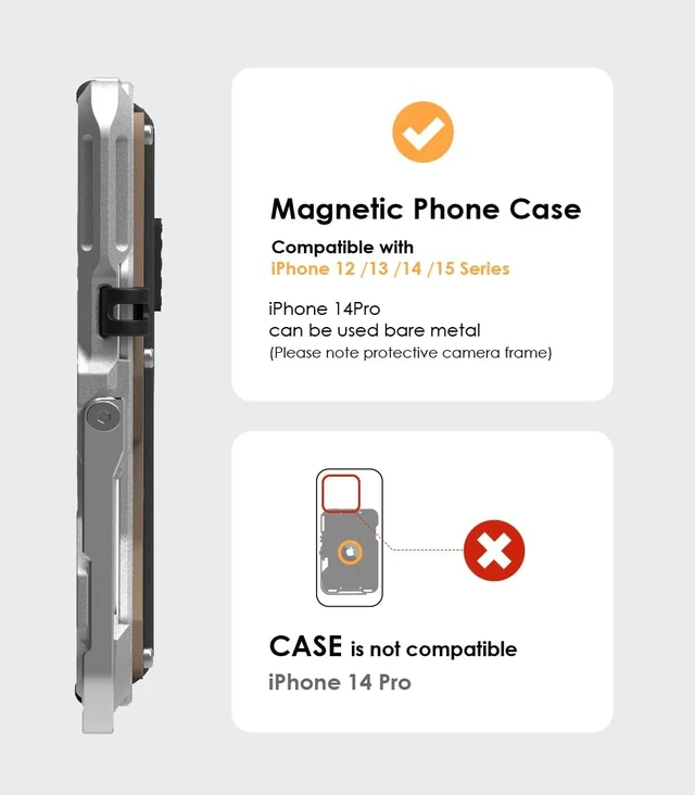 Alt view image 6 of 6 - Aulumu G03 Carbon Fiber Magnetic Wallet Card Holder | Magnetic Wallet Compatible with MagSafe | Multi Function - Mobile Phone Stand/Grip | Bottle Opener | RFID Shielding Card Genuine Leather