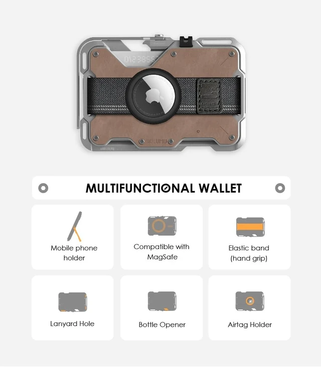 Alt view image 5 of 6 - Aulumu G03 Carbon Fiber Magnetic Wallet Card Holder | Magnetic Wallet Compatible with MagSafe | Multi Function - Mobile Phone Stand/Grip | Bottle Opener | RFID Shielding Card Genuine Leather