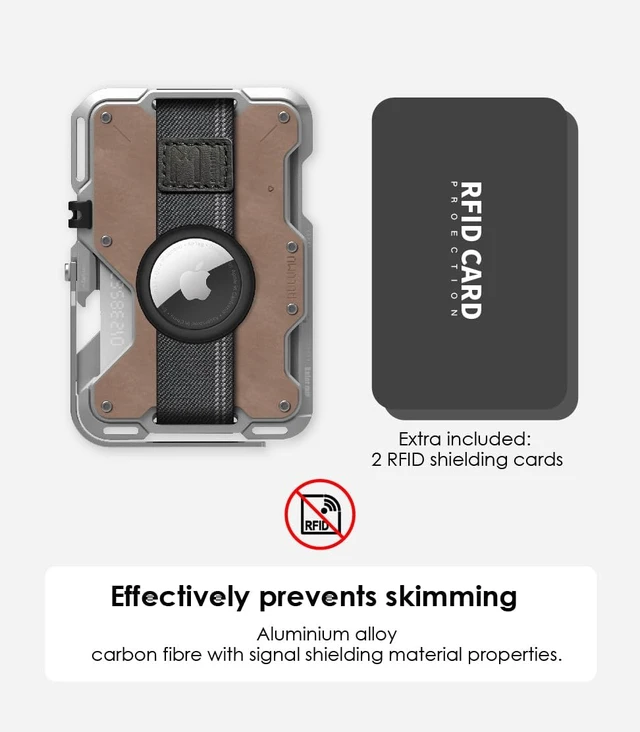 Alt view image 3 of 6 - Aulumu G03 Carbon Fiber Magnetic Wallet Card Holder | Magnetic Wallet Compatible with MagSafe | Multi Function - Mobile Phone Stand/Grip | Bottle Opener | RFID Shielding Card Genuine Leather