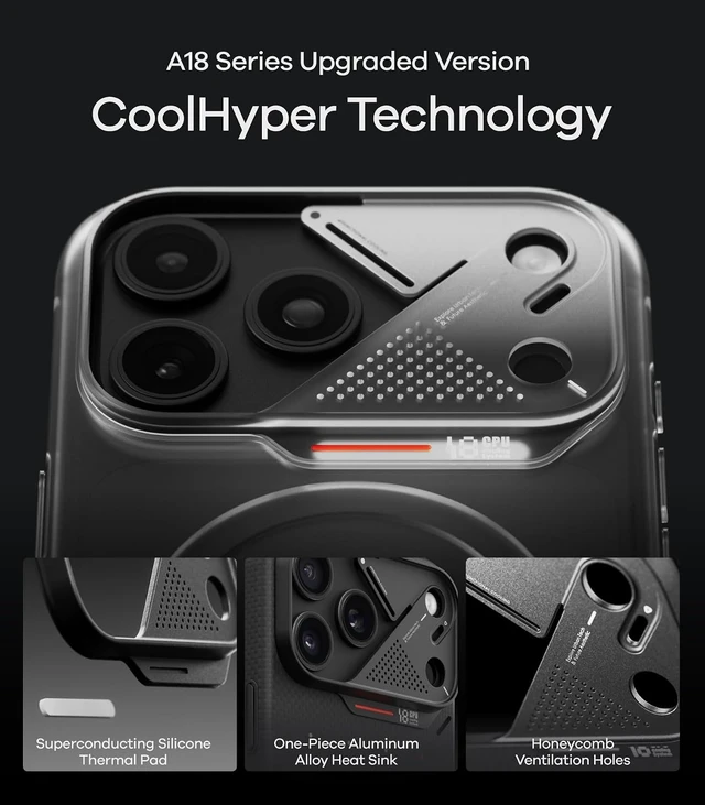 Alt view image 4 of 7 - Aulumu A18 for iPhone 18 Pro Max Ultra-Slim Particle Aramid Fiber Case
MagSafe-Compatible | With Touch Buttons | Full-Frame Protection | Signature CoolHyper Tech | 1500D | Aluminum Camera Guard