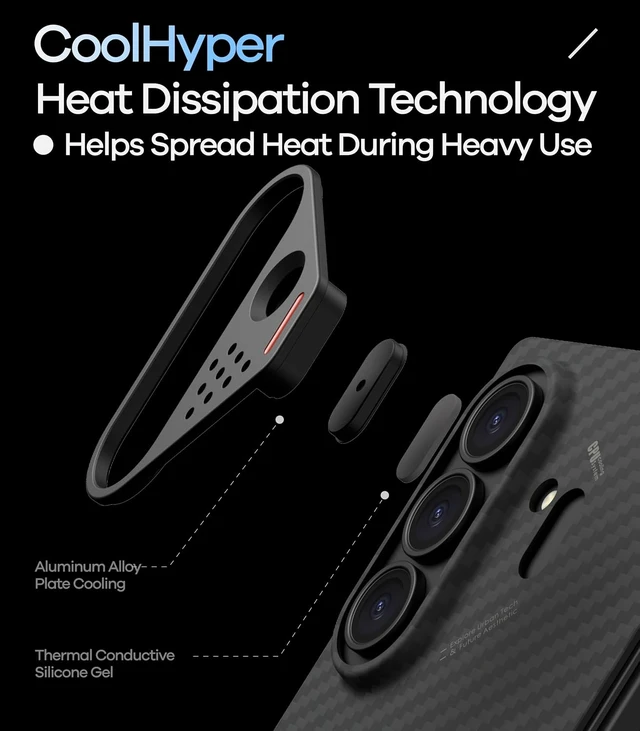 Alt view image 6 of 7 - Aulumu Z Fold 8 Ultra Galaxy Aramid Fiber Magnetic Case | 1500D Ultra-thin | Compatible with MagSafe | Fast cooling | Aluminum Camera Protection | Temperature-sensing Strip for Real-time Device Status