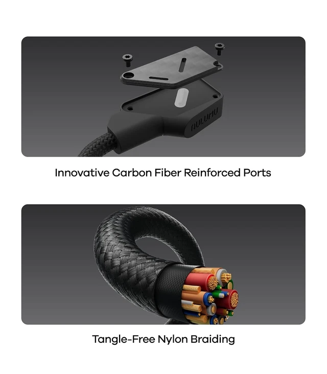 Alt view image 4 of 7 - Aulumu M07 240W USB-C to USB-C Carbon Fiber Cable | USB 3.1 Gen2 10Gbps | 4K@60Hz Video Output Fast Charging | for iPhone 18/17/16/15 Pro Max, NVMe SSD, S25/S24/S23 Ultra, MacBook Pro -Black 3.9FT