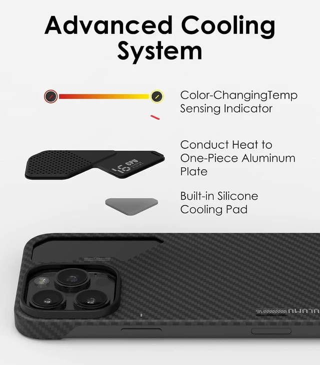 Alt view image 6 of 6 - Aulumu A17 Aramid Fiber iPhone 17 Pro Case | 1500D Ultra Slim Woven | CoolHyper Real Cooling | Compatible with MagSafe iPhone 16 Pro Max