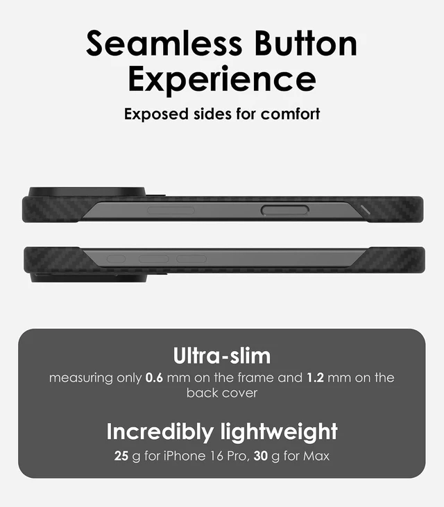 Alt view image 2 of 6 - Aulumu A17 Aramid Fiber iPhone 17 Pro Case | 1500D Ultra Slim Woven | CoolHyper Real Cooling | Compatible with MagSafe iPhone 16 Pro Max