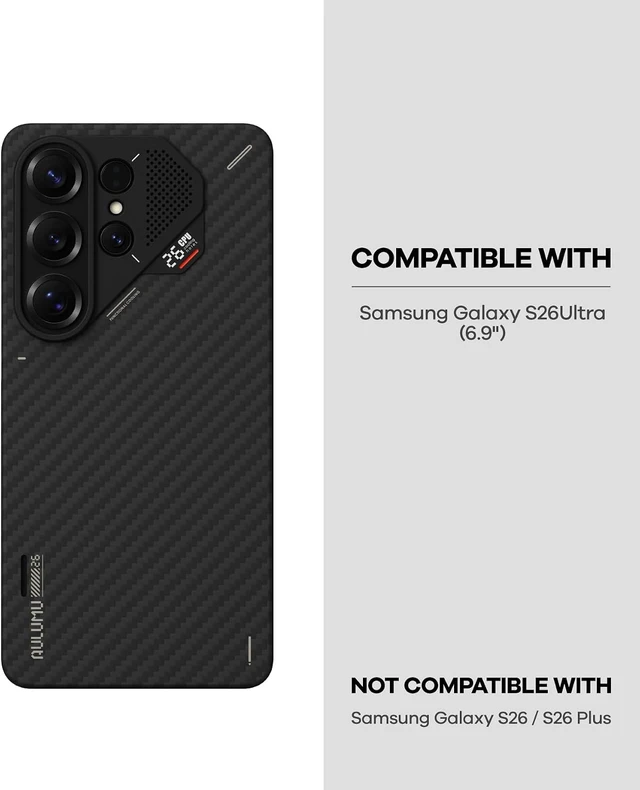 Alt view image 4 of 6 - Aulumu S26 Ultra Galaxy Aramid Fiber Magnetic Case | 1500D Ultra Slim Woven | Compatible with MagSafe | Passive Cooling Samsung Galaxy S26 Ultra Case