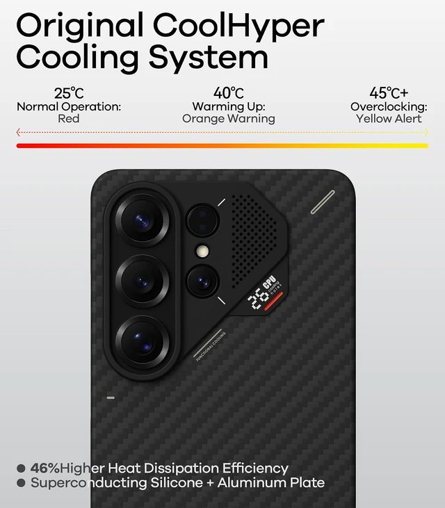 Alt view image 3 of 6 - Aulumu S26 Ultra Galaxy Aramid Fiber Magnetic Case | 1500D Ultra Slim Woven | Compatible with MagSafe | Passive Cooling Samsung Galaxy S26 Ultra Case