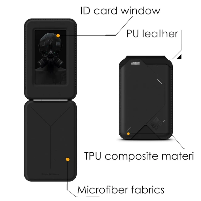 Alt view image 5 of 6 - Aulumu G02 V2 Magnetic Wallet &Stand, Compatible with MagSafe, Adjustable Stand, Open ID Window, Magnetic Phone Wallet Stick on for iPhone 16/15/14/13/12 Series Black
