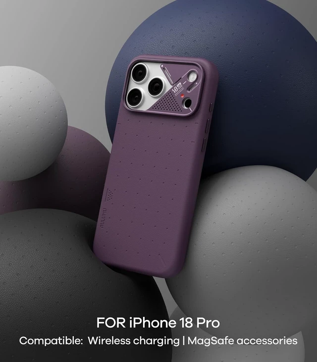Alt view image 4 of 7 - Aulumu A18 Partical Vegan Leather Case for iPhone 18 Pro Abyss Blue
Compatible with MagSafe | Aluminum Alloy Camera Guard | CoolHyper Cooling | Camera Contro l Soft-Touch | Luxury White iPhone 18 Pro