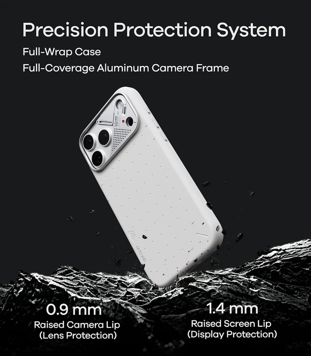 Alt view image 2 of 7 - Aulumu A18 Partical Vegan Leather Case for iPhone 18 Pro Abyss Blue
Compatible with MagSafe | Aluminum Alloy Camera Guard | CoolHyper Cooling | Camera Contro l Soft-Touch | Luxury White iPhone 18 Pro