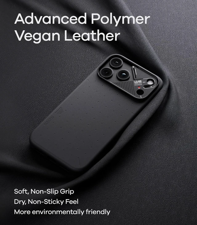 Alt view image 7 of 7 - Aulumu A18 Partical Vegan Leather Case for iPhone 18 Pro Abyss Blue
Compatible with MagSafe | Aluminum Alloy Camera Guard | CoolHyper Cooling | Camera Contro l Soft-Touch | Luxury
