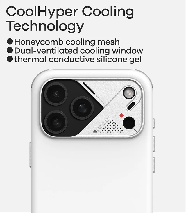 Alt view image 3 of 7 - Aulumu A17 Shockproof iPhone 17 Pro Max Case | with Camera Control | CoolHyper | Aluminum Alloy Camera Frame | Multi-Layer Composite Protection - Black iPhone 17 Pro White