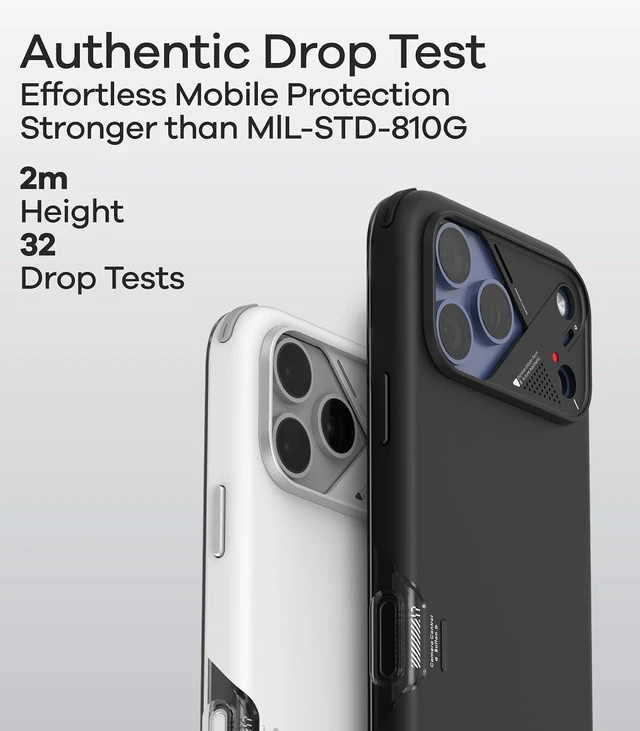 Alt view image 7 of 7 - Aulumu A17 Shockproof iPhone 17 Pro Max Case | with Camera Control | CoolHyper | Aluminum Alloy Camera Frame | Multi-Layer Composite Protection - Black iPhone 17 Pro White