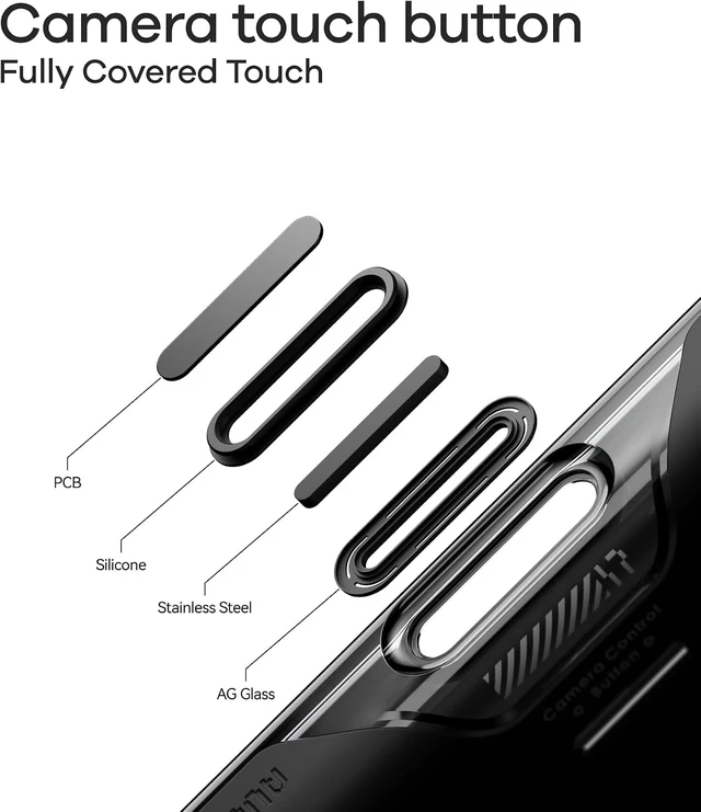 Alt view image 6 of 7 - Aulumu A17 Shockproof iPhone 17 Pro Max Case | with Camera Control | CoolHyper | Aluminum Alloy Camera Frame | Multi-Layer Composite Protection - Black iPhone 17 Pro White