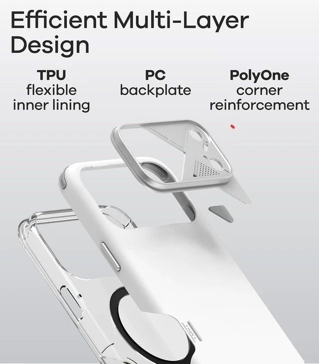 Alt view image 4 of 7 - Aulumu A17 Shockproof iPhone 17 Pro Max Case | with Camera Control | CoolHyper | Aluminum Alloy Camera Frame | Multi-Layer Composite Protection - Black iPhone 17 Pro White