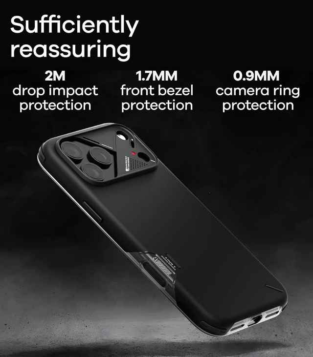 Alt view image 5 of 7 - Aulumu A17 Shockproof iPhone 17 Pro Max Case | with Camera Control | CoolHyper | Aluminum Alloy Camera Frame | Multi-Layer Composite Protection - Black iPhone 17 Pro White