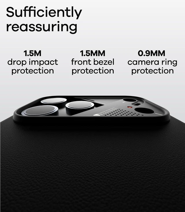 Alt view image 7 of 7 - Aulumu A17 Vegan Leather CoolHyper iPhone 17 Pro Max Case | Camera Control | with Cooling Fins | Luxury Comfort | Compatible with MagSafe | Complete Wrap-Around - White Black iPhone 17 Pro