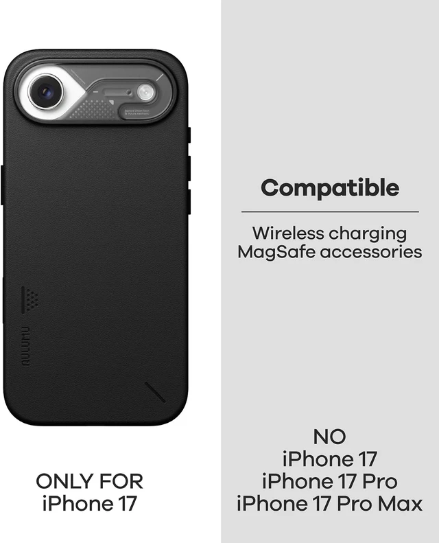Alt view image 3 of 6 - Aulumu A17 Vegan Leather CoolHyper iPhone 17 Pro Max Case | Camera Control | with Cooling Fins | Luxury Comfort | Compatible with MagSafe | Complete Wrap-Around - White Black iPhoneAir