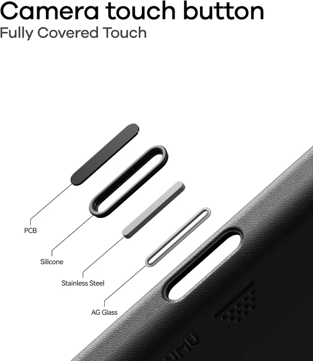 Alt view image 4 of 6 - Aulumu A17 Vegan Leather CoolHyper iPhone 17 Pro Max Case | Camera Control | with Cooling Fins | Luxury Comfort | Compatible with MagSafe | Complete Wrap-Around - White Black iPhoneAir