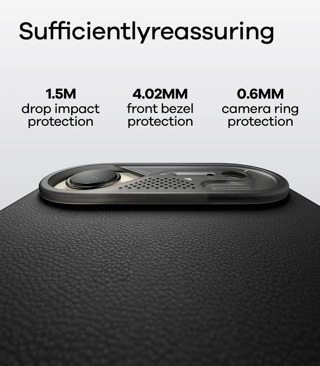 Alt view image 5 of 6 - Aulumu A17 Vegan Leather CoolHyper iPhone 17 Pro Max Case | Camera Control | with Cooling Fins | Luxury Comfort | Compatible with MagSafe | Complete Wrap-Around - White Black iPhoneAir
