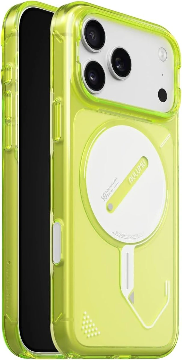 Main image of Aulumu A18 for iPhone 18 Pro & 17 Pro Ghost Lumen Transparent Case | Yellow
MagSafe-Compatible | With Touch-Sensitive Buttons | Glow-in-the-Dark | IML Process | Made from Polycarbonate