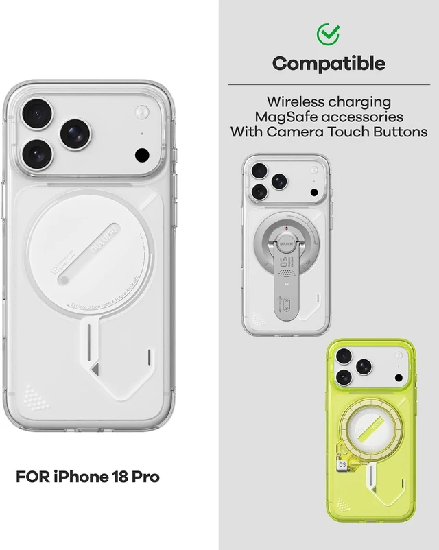 Alt view image 6 of 7 - Aulumu A18 for iPhone 18 Pro & 17 Pro Ghost Lumen Transparent Case | Yellow
MagSafe-Compatible | With Touch-Sensitive Buttons | Glow-in-the-Dark | IML Process | Made from Polycarbonate
