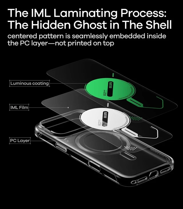 Alt view image 5 of 7 - Aulumu A18 for iPhone 18 Pro & 17 Pro Ghost Lumen Transparent Case | Yellow
MagSafe-Compatible | With Touch-Sensitive Buttons | Glow-in-the-Dark | IML Process | Made from Polycarbonate
