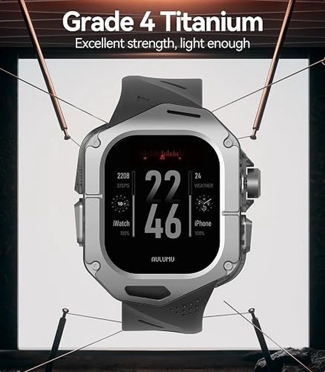 Alt view image 3 of 6 - Aulumu A01 Titanium Case with Apple Watch Ultra Band 49MM | Luxury Design | Only for Apple Watch Band Ultra 1/2 49mm | Titanium Case