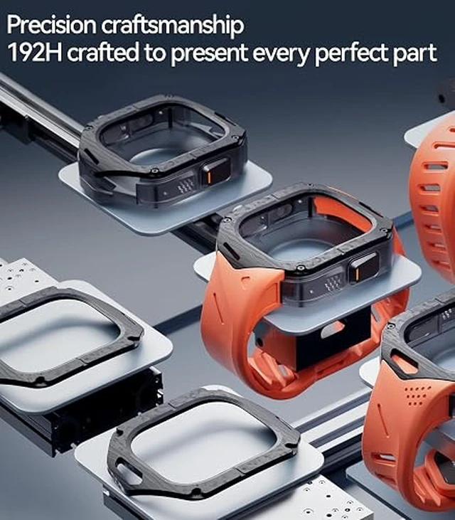 Alt view image 3 of 6 - Aulumu A01 Carbon Fibre Case with Apple Watch Ultra Band 49MM | Luxury Lightweight Design | Only for Apple Watch Band Ultra 1/2 49mm | Carbon Fibre Case