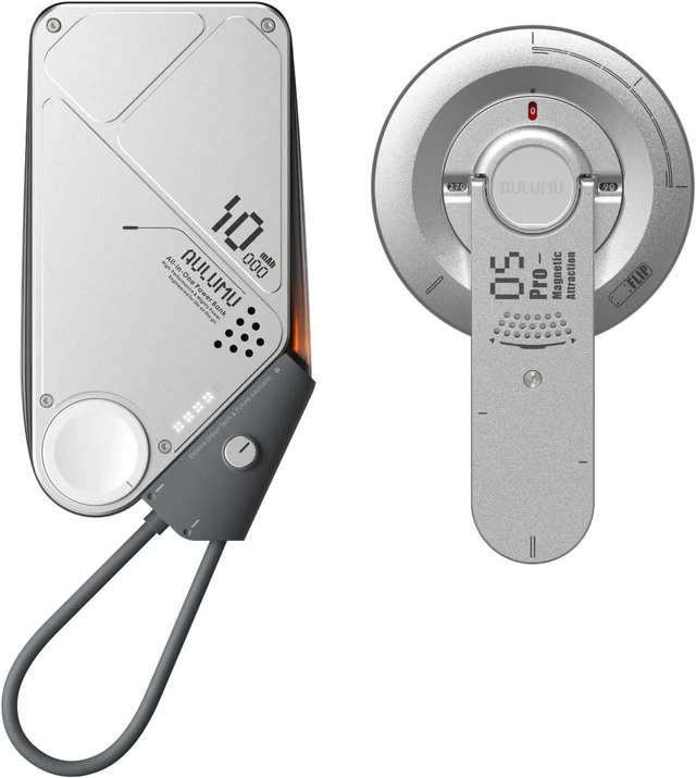 Main image of Aulumu G05 Pro Magnetic Phone Kickstand with EDC Multi-tool+ M10 Magnetic Power Bank | Silver-Gray