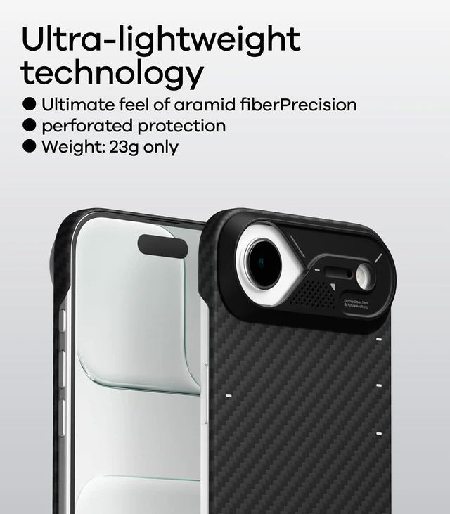 Alt view image 7 of 7 - Aulumu A17 Aramid Fiber iPhone Air Case + G09 Magnetic Ring Grip,Includes (A17) Black + (G09) Black