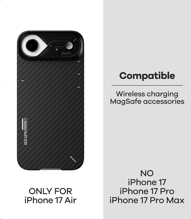 Alt view image 6 of 7 - Aulumu A17 Aramid Fiber iPhone Air Case + G09 Magnetic Ring Grip,Includes (A17) Black + (G09) Black