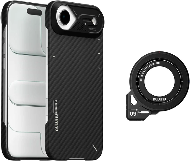 Main image of Aulumu A17 Aramid Fiber iPhone Air Case + G09 Magnetic Ring Grip,Includes (A17) Black + (G09) Black