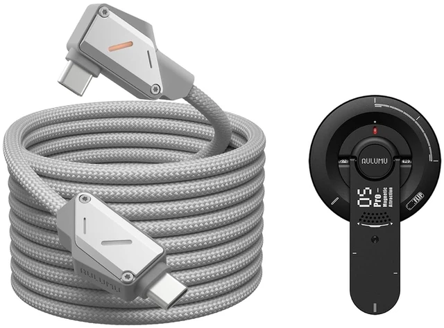 Main image of Aulumu M07 240W USB-C to USB-C Cable Gray 6.6FT + G05 Pro Magnetic Phone Kickstand with EDC Multi-Tool Black