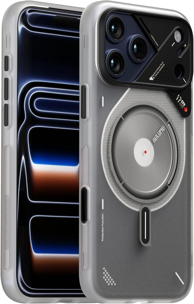 Alt view image 6 of 7 - Aulumu G05 Pro Magnetic Kickstand with Multifunctional EDC Tool -Silver + A17 Magnetic Thermal Cas for iPhone 17 Pro Max - Translucent White