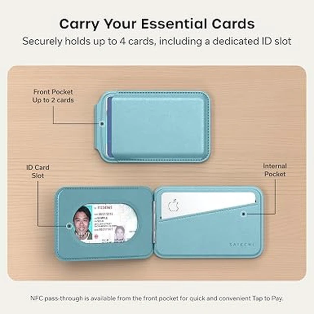 Alt view image 6 of 6 - Satechi MagSafe Wallet Stand, Card Holder, NFC Pass-Through
Double-flap design, adjustable phone attachment, fits iPhone 12-18 Light Blue